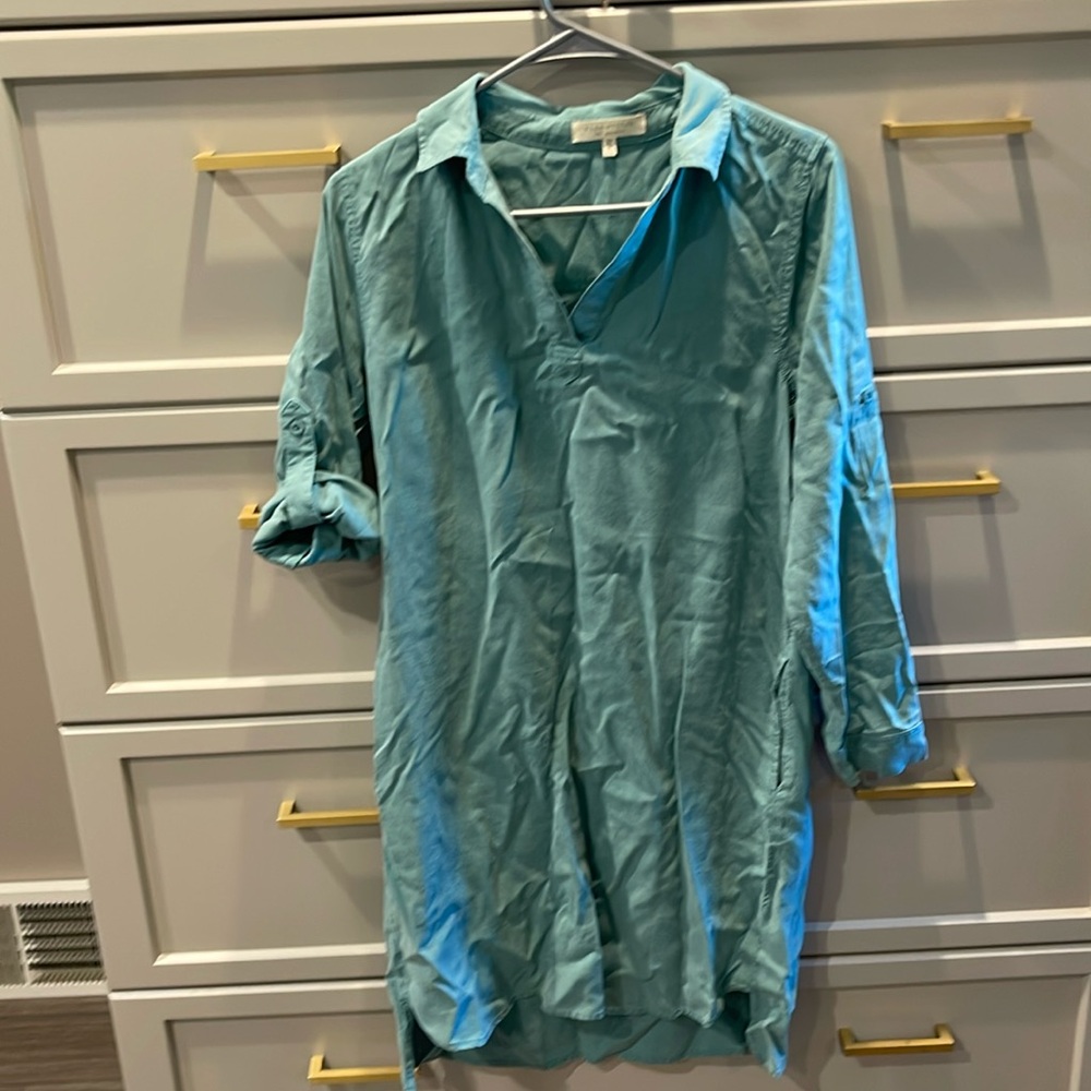 Side stitch, shirt tail dress